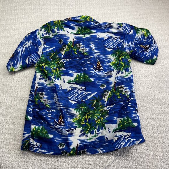 Lot x5 Bulk VTG Hawaii Floral Button Shirt Men L/XL Boats Palms Tree Party Read - Picture 13 of 15